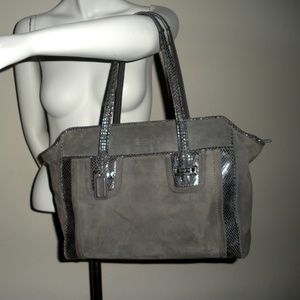 Coach Suede Leather Large Handbag Gray/Grey